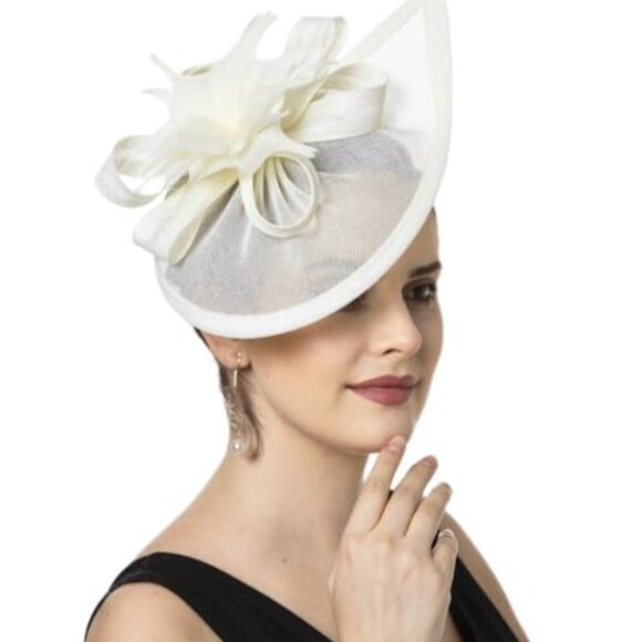 Elegant Feather Fascinator Hat Vintage Inspired Wedding Party Cocktail Accessory main image 4
